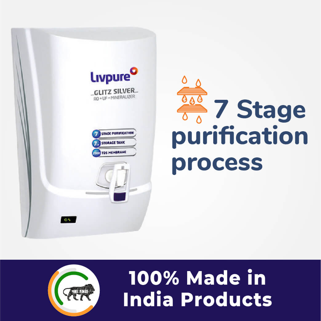 Livpure Glitz Silver RO+UF+Mineraliser Water Purifier